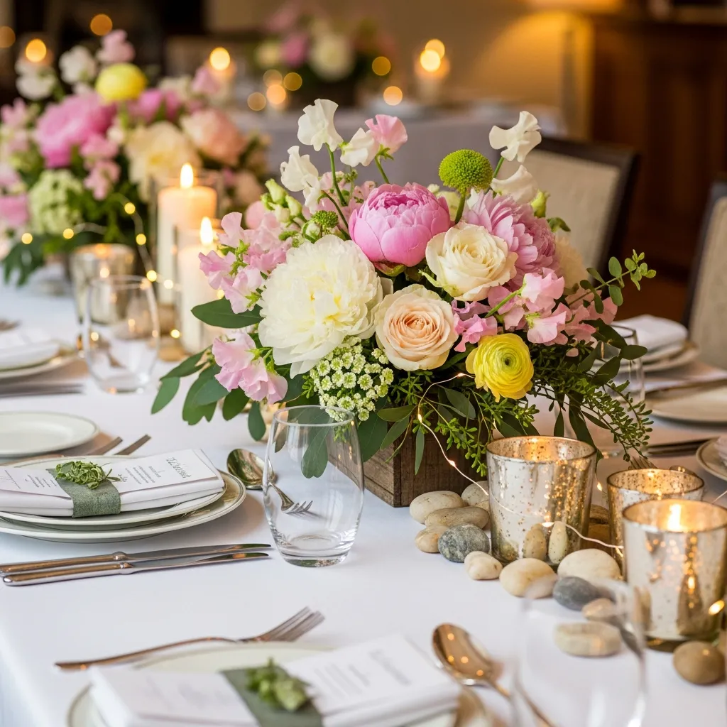 Borddekorationer med sæsonblomster